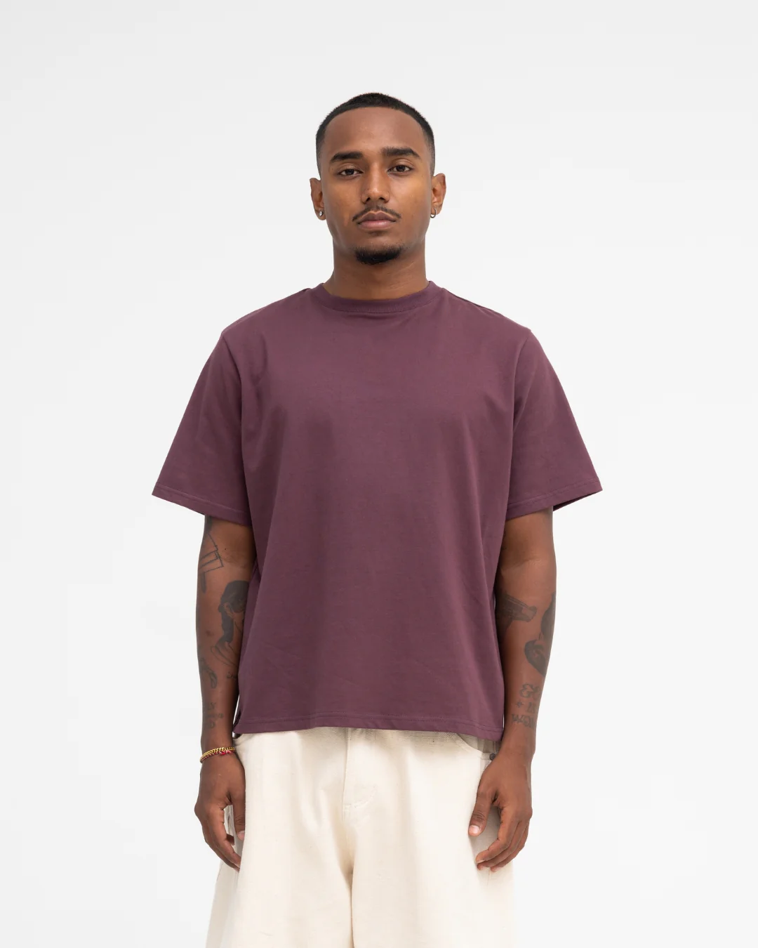 Cropped Basic Tee (Burgundy) - Image 5