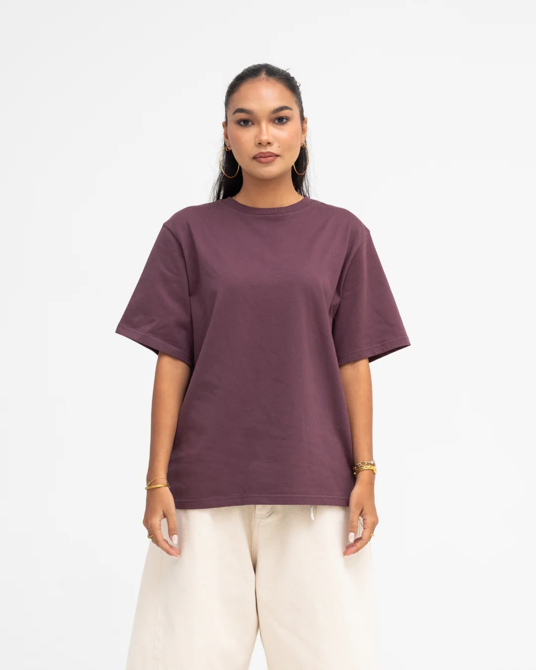 Cropped Basic Tee (Burgundy) - Image 6