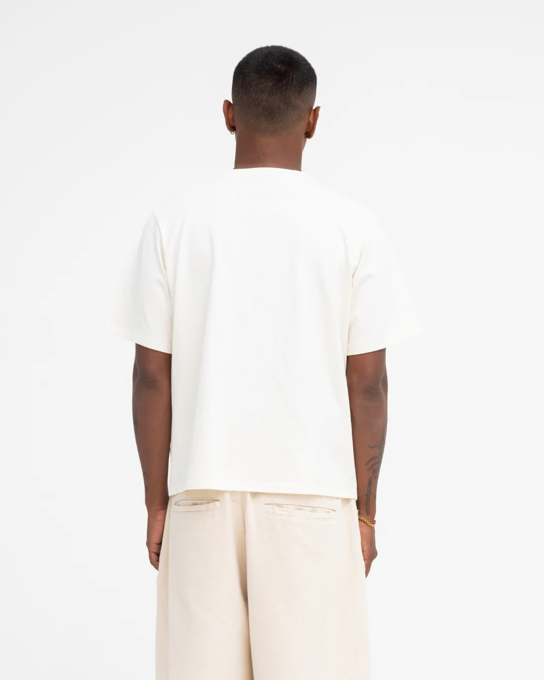 Cropped Basic Tee (Off White) - Image 10