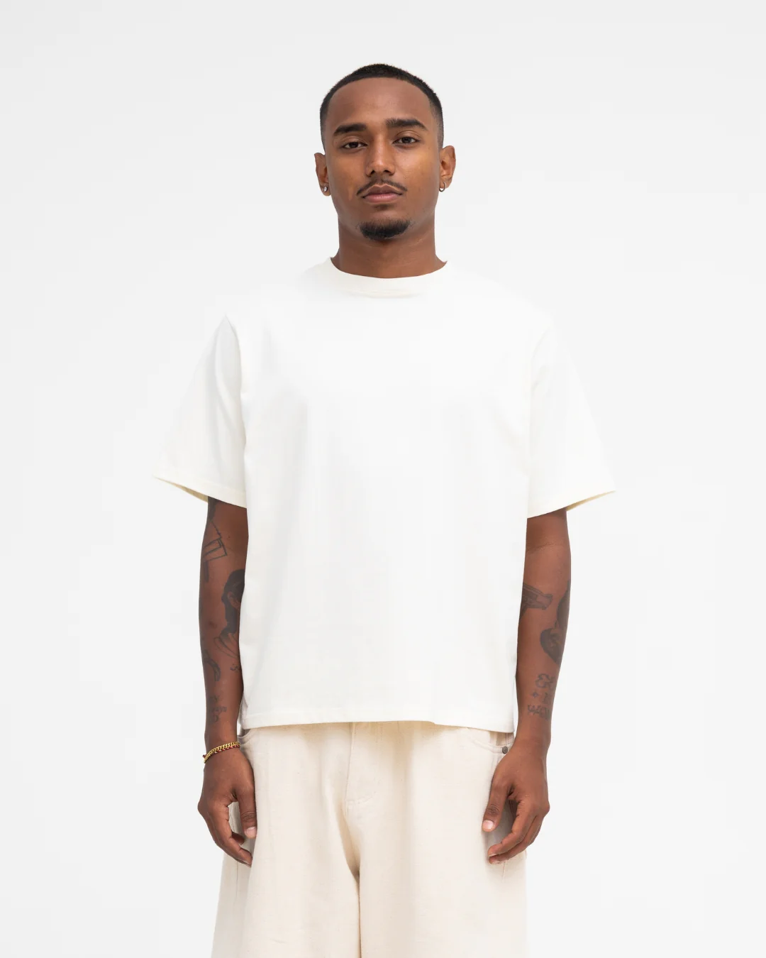 Cropped Basic Tee (Off White) - Image 6