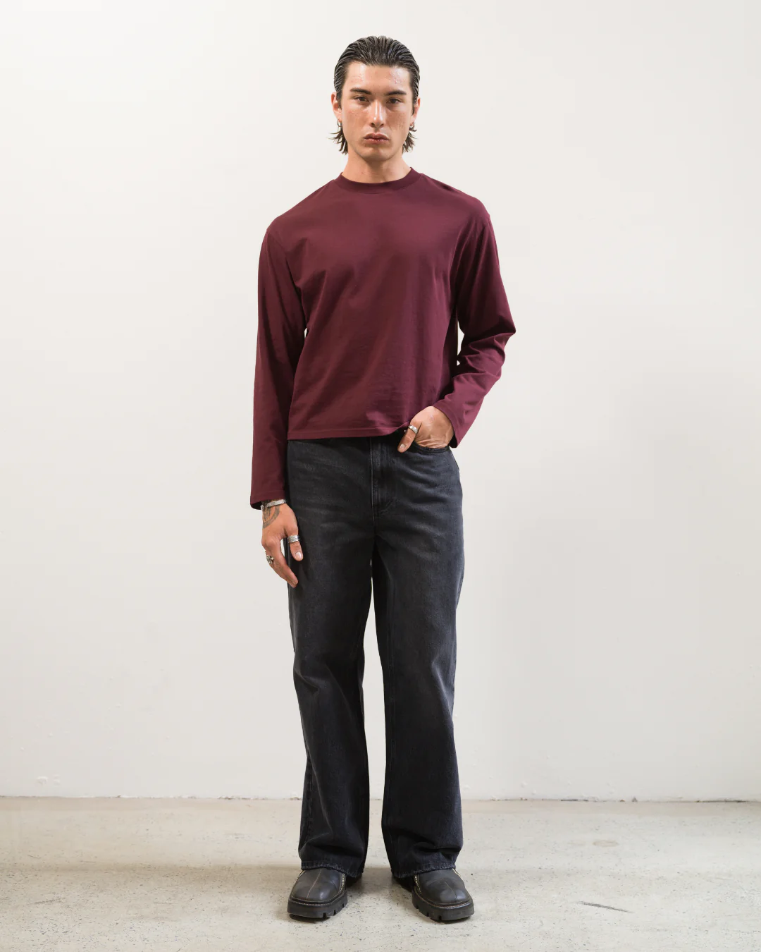 Long Sleeve Tee (Burgundy) - Image 3