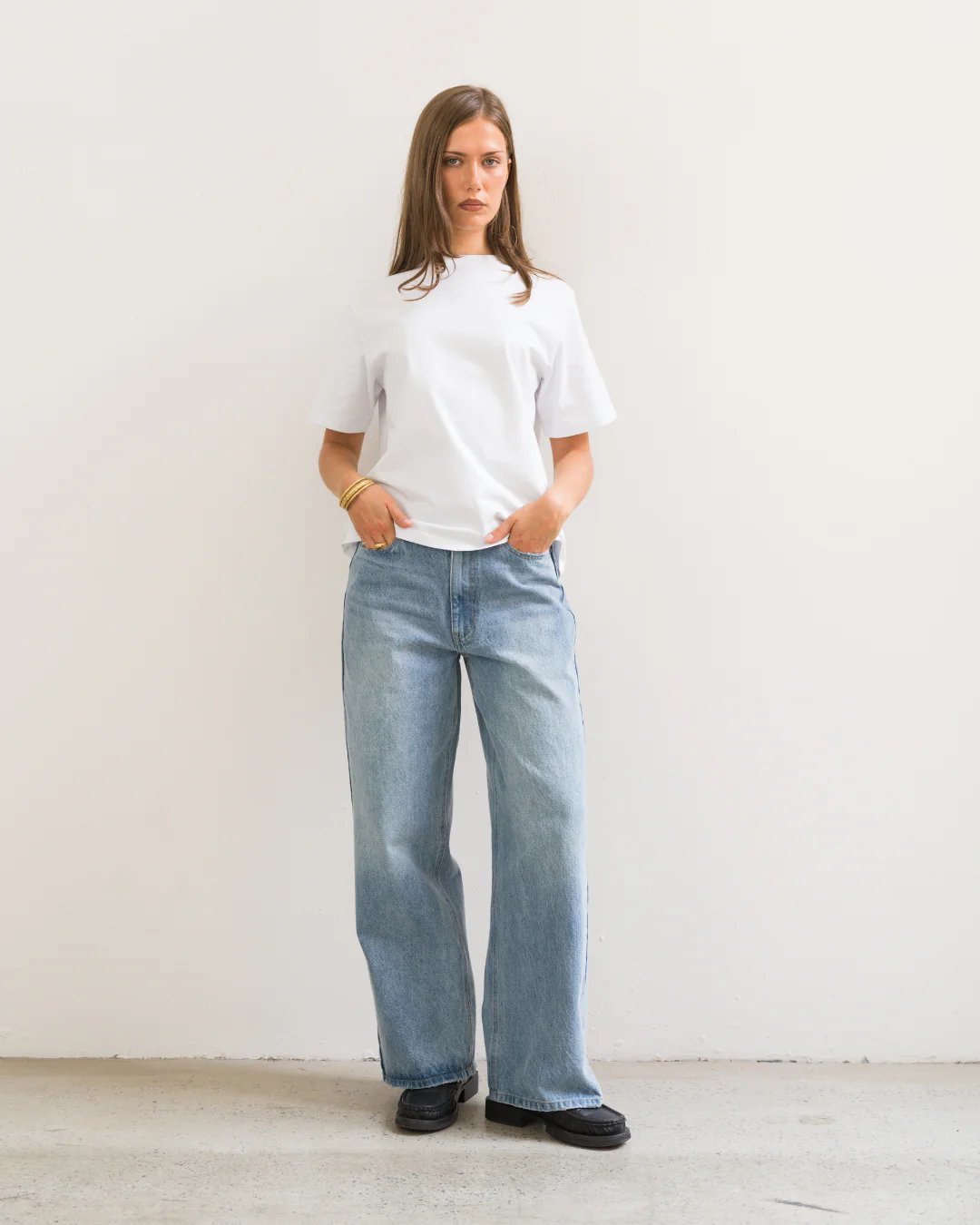 Wide Leg Jeans (Washed Blue) - Image 4