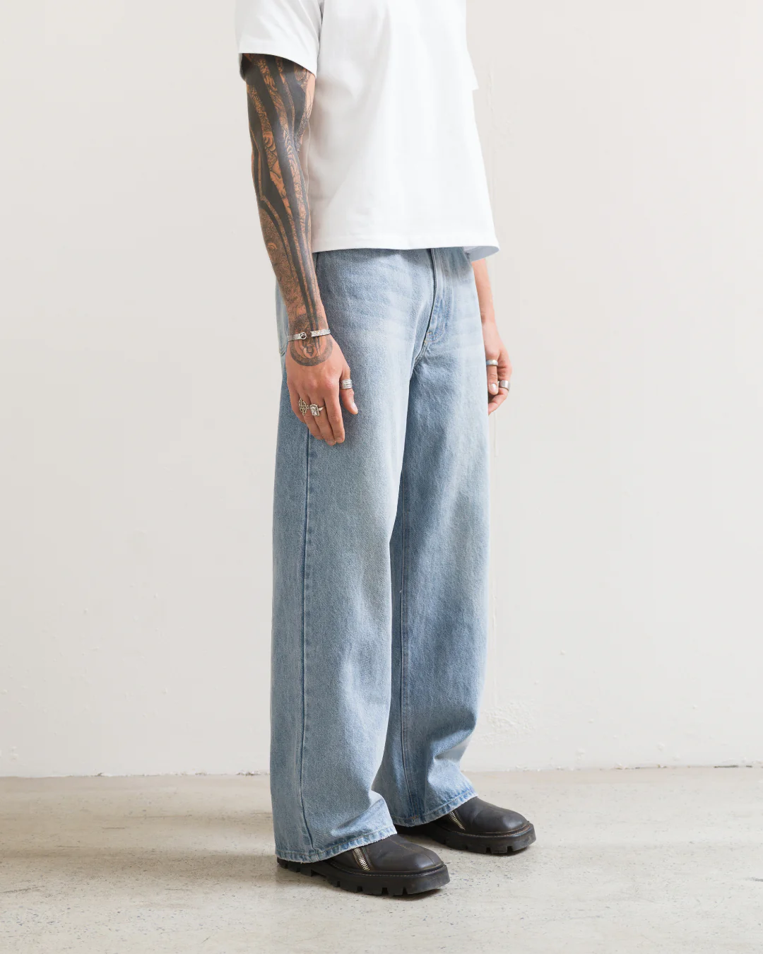 Wide Leg Jeans (Washed Blue) - Image 6